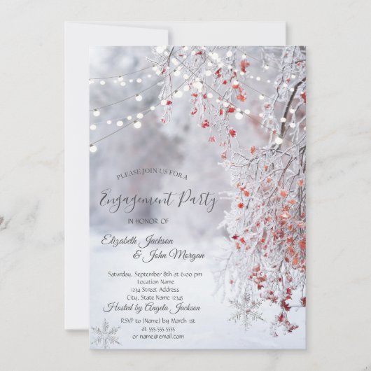 Winter Wonderland, Snow String Lights Verloving Kaart (Voorkant)