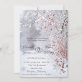Winter Wonderland, Snow String Lights Wedding Invi Kaart (Voorkant)