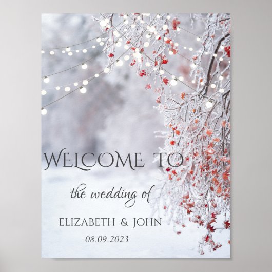 Winter Wonderland, Snow String Lights Wedding Poster (Voorkant)
