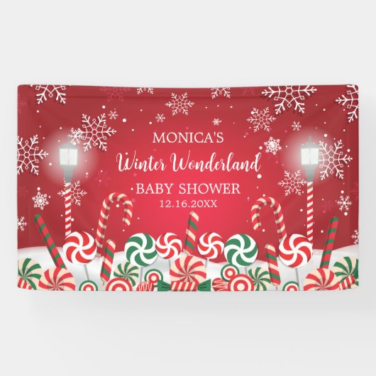 Winter Wonderland Snoweflakes candyland backdrop Spandoek (Horizontaal)