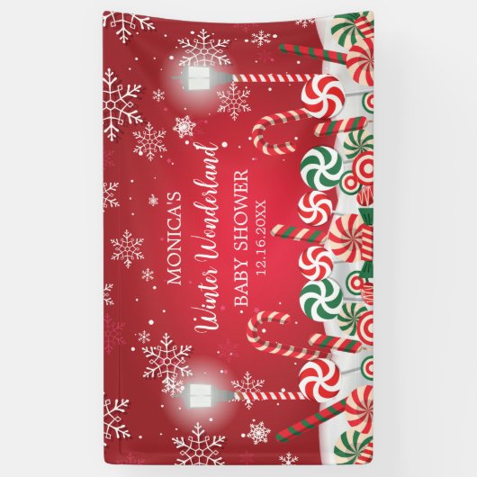 Winter Wonderland Snoweflakes candyland backdrop Spandoek (Verticaal)