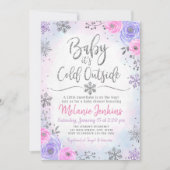 Winter Wonderland Snowflake Baby shower Kaart (Voorkant)