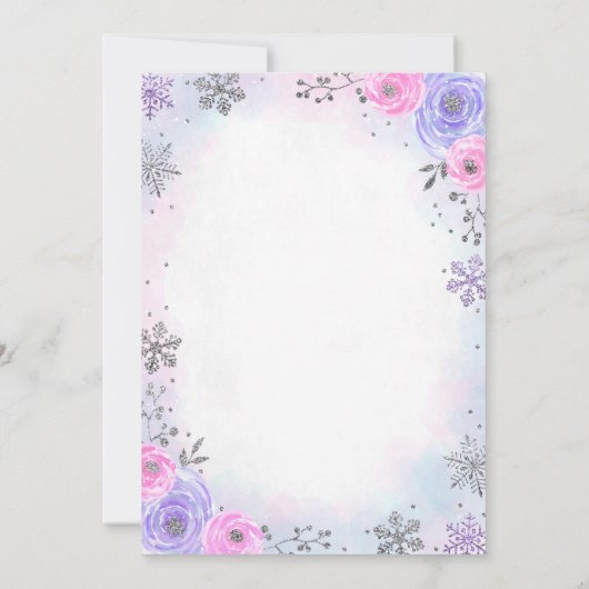 Winter Wonderland Snowflake Baby shower Kaart (Achterkant)