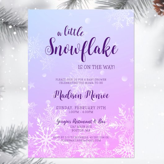 Winter Wonderland Snowflake Baby shower Kaart