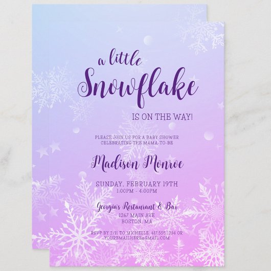 Winter Wonderland Snowflake Baby shower Kaart
