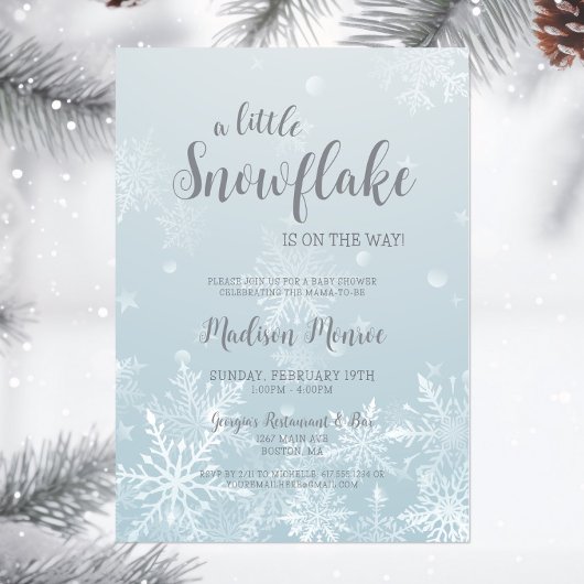 Winter Wonderland Snowflake Baby shower Kaart