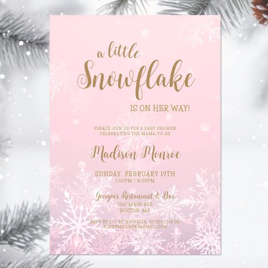 Winter Wonderland Snowflake Baby shower Kaart