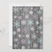 Winter Wonderland Snowflake Baby shower Kaart (Achterkant)