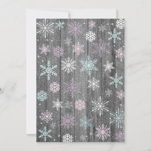 Winter Wonderland Snowflake Baby shower Kaart (Achterkant)