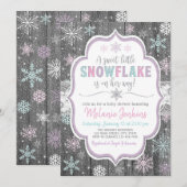 Winter Wonderland Snowflake Baby shower Kaart (Voorkant / Achterkant)