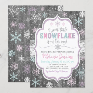 Winter Wonderland Snowflake Baby shower Kaart