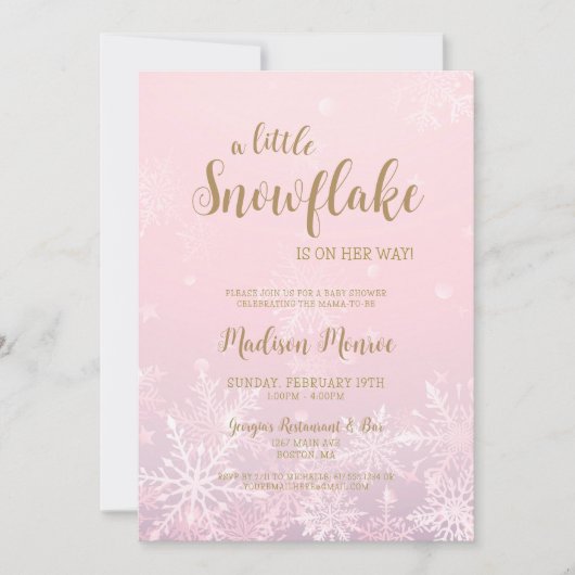 Winter Wonderland Snowflake Baby shower Kaart (Voorkant)