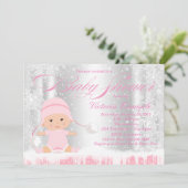 Winter Wonderland Snowflake Baby shower Kaart (Staand voorkant)