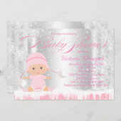 Winter Wonderland Snowflake Baby shower Kaart (Voorkant / Achterkant)