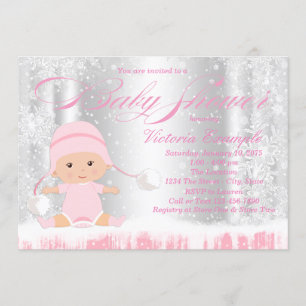 Winter Wonderland Snowflake Baby shower Kaart