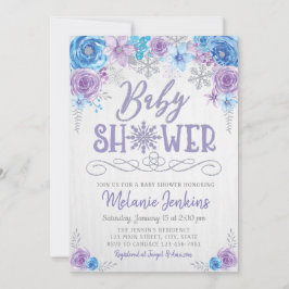 Winter Wonderland Snowflake Baby shower Kaart