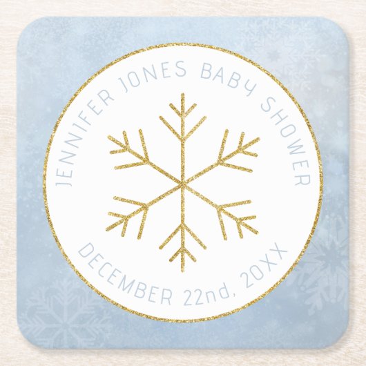 Winter Wonderland Snowflake Baby shower Onderzette Kartonnen Onderzetters (Voorkant)