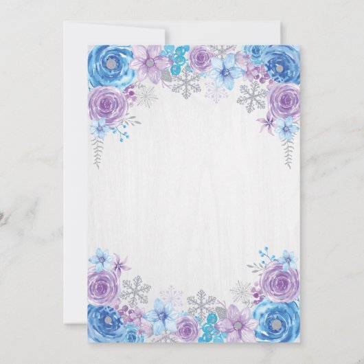 Winter Wonderland Snowflake Baby shower Uitnodigin Kaart (Achterkant)