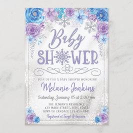 Winter Wonderland Snowflake Baby shower Uitnodigin Kaart