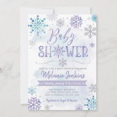 Winter Wonderland Snowflake Baby shower Uitnodigin Kaart (Voorkant)