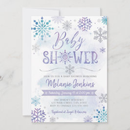 Winter Wonderland Snowflake Baby shower Uitnodigin Kaart