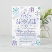 Winter Wonderland Snowflake Baby shower Uitnodigin Kaart (Staand voorkant)
