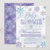 Winter Wonderland Snowflake Baby shower Uitnodigin Kaart (Voorkant / Achterkant)