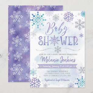 Winter Wonderland Snowflake Baby shower Uitnodigin Kaart