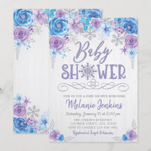 Winter Wonderland Snowflake Baby shower Uitnodigin Kaart