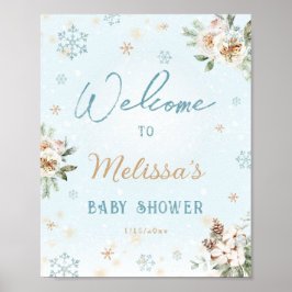 Winter Wonderland Snowflake Baby shower Welkom Poster