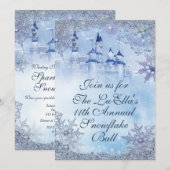 Winter Wonderland Snowflake Ball Uitnodigingen (Voorkant / Achterkant)