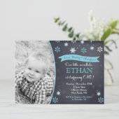 Winter Wonderland Snowflake Birthday Invitations Kaart (Staand voorkant)