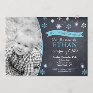 Winter Wonderland Snowflake Birthday Invitations Kaart