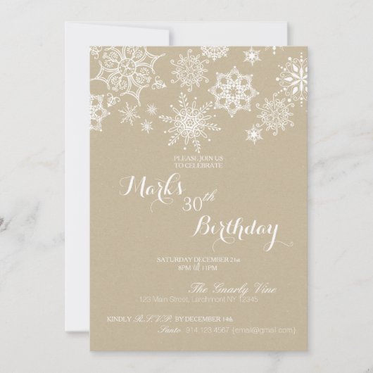 Winter Wonderland Snowflake Birthday Invite Kaart (Voorkant)