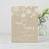 Winter Wonderland Snowflake Birthday Invite Kaart (Staand voorkant)