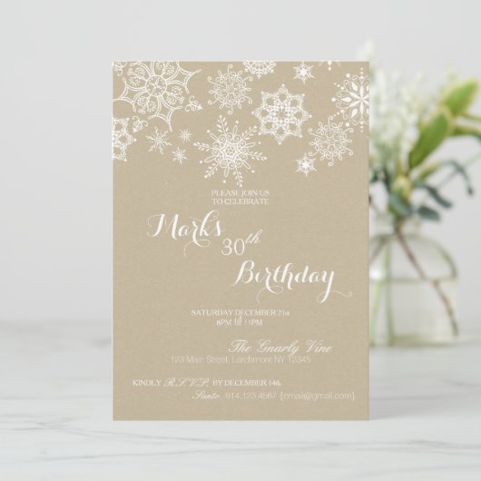 Winter Wonderland Snowflake Birthday Invite Kaart (Staand voorkant)