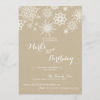 Winter Wonderland Snowflake Birthday Invite Kaart