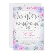 Winter Wonderland Snowflake Birthday Uitnodiging