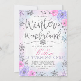 Winter Wonderland Snowflake Birthday Uitnodiging