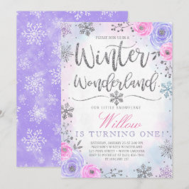 Winter Wonderland Snowflake Birthday Uitnodiging