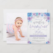 Winter Wonderland Snowflake Birthday Uitnodiging (Voorkant)