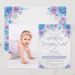 Winter Wonderland Snowflake Birthday Uitnodiging