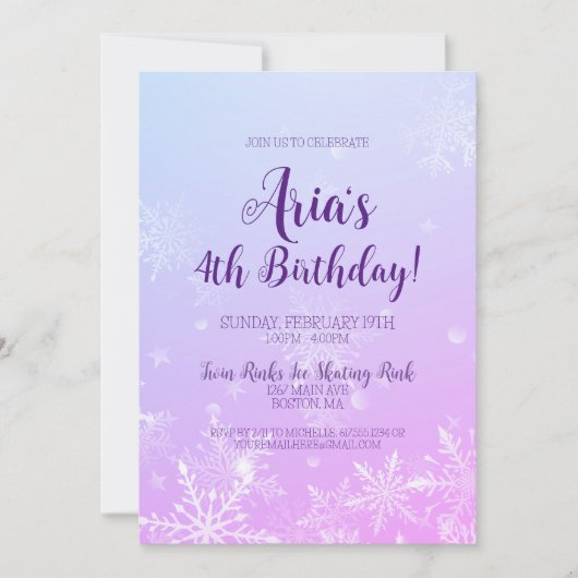 Winter Wonderland Snowflake Birthday Uitnodiging (Voorkant)