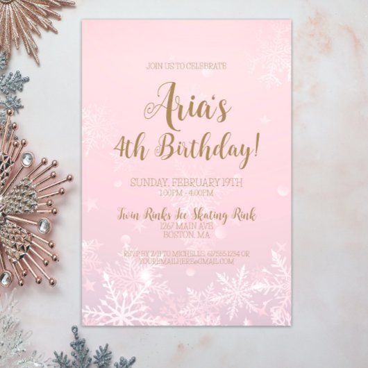 Winter Wonderland Snowflake Birthday Uitnodiging