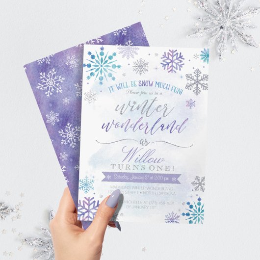 Winter Wonderland Snowflake Birthday Uitnodiging