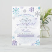 Winter Wonderland Snowflake Birthday Uitnodiging (Staand voorkant)