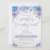 Winter Wonderland Snowflake Birthday Uitnodiging (Voorkant)