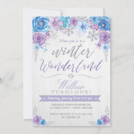 Winter Wonderland Snowflake Birthday Uitnodiging