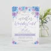 Winter Wonderland Snowflake Birthday Uitnodiging (Staand voorkant)