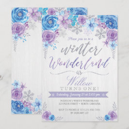 Winter Wonderland Snowflake Birthday Uitnodiging
